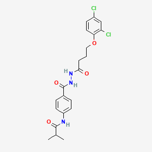 molecular formula C21H23Cl2N3O4 B4795780 N-[4-({2-[4-(2,4-dichlorophenoxy)butanoyl]hydrazino}carbonyl)phenyl]-2-methylpropanamide 