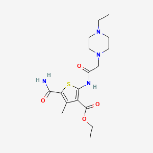 molecular formula C17H26N4O4S B4795789 ethyl 5-(aminocarbonyl)-2-{[(4-ethyl-1-piperazinyl)acetyl]amino}-4-methyl-3-thiophenecarboxylate 