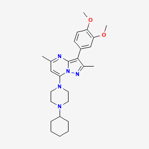 molecular formula C26H35N5O2 B4795836 7-(4-cyclohexyl-1-piperazinyl)-3-(3,4-dimethoxyphenyl)-2,5-dimethylpyrazolo[1,5-a]pyrimidine 
