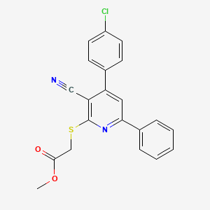molecular formula C21H15ClN2O2S B4795860 methyl {[4-(4-chlorophenyl)-3-cyano-6-phenyl-2-pyridinyl]thio}acetate 