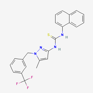 molecular formula C23H19F3N4S B4795878 N-{5-methyl-1-[3-(trifluoromethyl)benzyl]-1H-pyrazol-3-yl}-N'-1-naphthylthiourea 