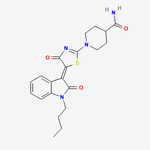 molecular formula C21H24N4O3S B4795933 1-[5-(1-butyl-2-oxo-1,2-dihydro-3H-indol-3-ylidene)-4-oxo-4,5-dihydro-1,3-thiazol-2-yl]-4-piperidinecarboxamide 
