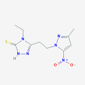 molecular formula C10H14N6O2S B4795963 4-ethyl-5-[2-(3-methyl-5-nitro-1H-pyrazol-1-yl)ethyl]-4H-1,2,4-triazole-3-thiol 