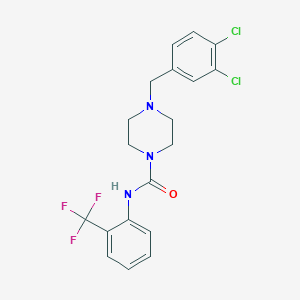 molecular formula C19H18Cl2F3N3O B4795970 4-(3,4-dichlorobenzyl)-N-[2-(trifluoromethyl)phenyl]-1-piperazinecarboxamide 