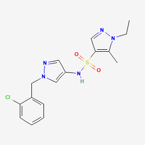 molecular formula C16H18ClN5O2S B4796003 N-[1-(2-chlorobenzyl)-1H-pyrazol-4-yl]-1-ethyl-5-methyl-1H-pyrazole-4-sulfonamide 