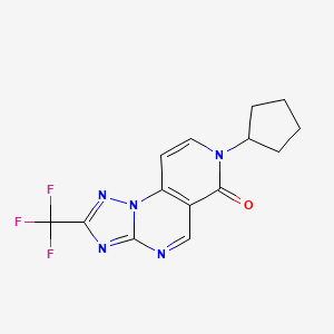 molecular formula C14H12F3N5O B4796043 7-cyclopentyl-2-(trifluoromethyl)pyrido[3,4-e][1,2,4]triazolo[1,5-a]pyrimidin-6(7H)-one 