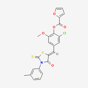 molecular formula C23H16ClNO5S2 B4796049 2-chloro-6-methoxy-4-{[3-(3-methylphenyl)-4-oxo-2-thioxo-1,3-thiazolidin-5-ylidene]methyl}phenyl 2-furoate 