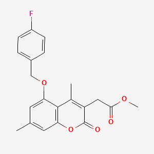 molecular formula C21H19FO5 B4796063 methyl {5-[(4-fluorobenzyl)oxy]-4,7-dimethyl-2-oxo-2H-chromen-3-yl}acetate 