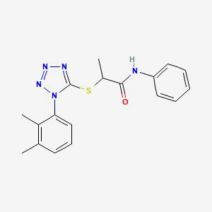 molecular formula C18H19N5OS B4796068 2-{[1-(2,3-dimethylphenyl)-1H-tetrazol-5-yl]thio}-N-phenylpropanamide 