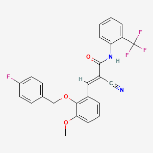 molecular formula C25H18F4N2O3 B4796097 2-cyano-3-{2-[(4-fluorobenzyl)oxy]-3-methoxyphenyl}-N-[2-(trifluoromethyl)phenyl]acrylamide 