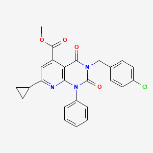 molecular formula C25H20ClN3O4 B4796200 methyl 3-(4-chlorobenzyl)-7-cyclopropyl-2,4-dioxo-1-phenyl-1,2,3,4-tetrahydropyrido[2,3-d]pyrimidine-5-carboxylate 