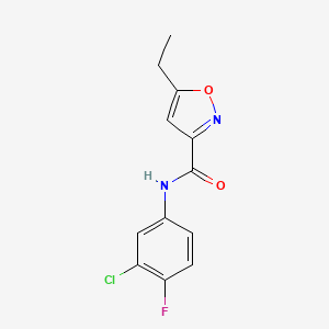 molecular formula C12H10ClFN2O2 B4796206 N-(3-chloro-4-fluorophenyl)-5-ethyl-3-isoxazolecarboxamide 