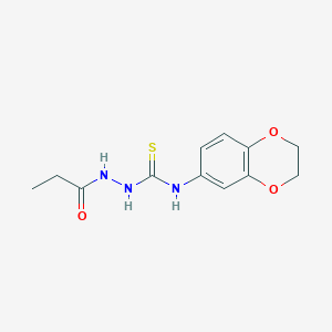 molecular formula C12H15N3O3S B4796207 N-(2,3-dihydro-1,4-benzodioxin-6-yl)-2-propionylhydrazinecarbothioamide 