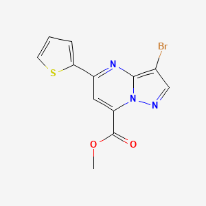 molecular formula C12H8BrN3O2S B4796249 methyl 3-bromo-5-(2-thienyl)pyrazolo[1,5-a]pyrimidine-7-carboxylate 