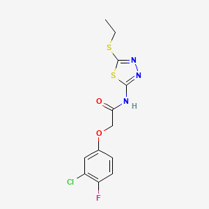 molecular formula C12H11ClFN3O2S2 B4796307 2-(3-chloro-4-fluorophenoxy)-N-[5-(ethylthio)-1,3,4-thiadiazol-2-yl]acetamide 