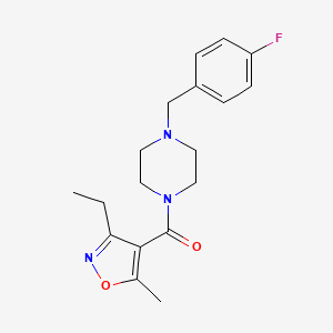 molecular formula C18H22FN3O2 B4796335 1-[(3-ethyl-5-methyl-4-isoxazolyl)carbonyl]-4-(4-fluorobenzyl)piperazine 