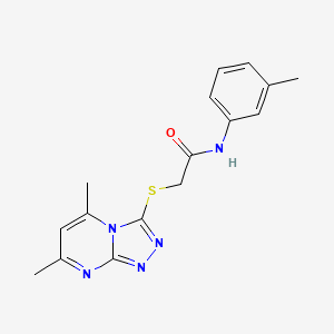 molecular formula C16H17N5OS B4796356 2-[(5,7-dimethyl[1,2,4]triazolo[4,3-a]pyrimidin-3-yl)thio]-N-(3-methylphenyl)acetamide 