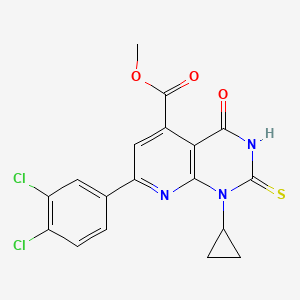 molecular formula C18H13Cl2N3O3S B4796364 methyl 1-cyclopropyl-7-(3,4-dichlorophenyl)-2-mercapto-4-oxo-1,4-dihydropyrido[2,3-d]pyrimidine-5-carboxylate 