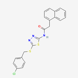 molecular formula C21H16ClN3OS2 B4796398 N-{5-[(4-chlorobenzyl)thio]-1,3,4-thiadiazol-2-yl}-2-(1-naphthyl)acetamide 