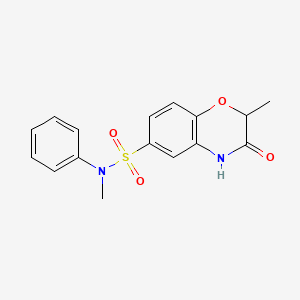 molecular formula C16H16N2O4S B4796438 N,2-dimethyl-3-oxo-N-phenyl-3,4-dihydro-2H-1,4-benzoxazine-6-sulfonamide 