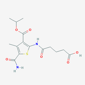 molecular formula C15H20N2O6S B4796448 5-{[5-(aminocarbonyl)-3-(isopropoxycarbonyl)-4-methyl-2-thienyl]amino}-5-oxopentanoic acid 