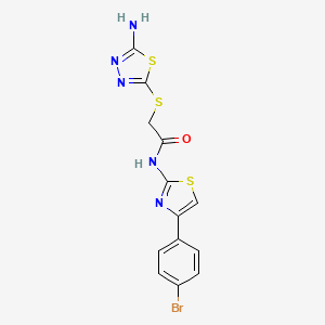 molecular formula C13H10BrN5OS3 B4796495 2-[(5-amino-1,3,4-thiadiazol-2-yl)thio]-N-[4-(4-bromophenyl)-1,3-thiazol-2-yl]acetamide 