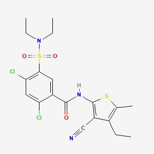 molecular formula C19H21Cl2N3O3S2 B4796530 2,4-dichloro-N-(3-cyano-4-ethyl-5-methyl-2-thienyl)-5-[(diethylamino)sulfonyl]benzamide 