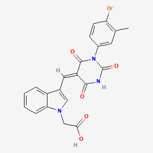 molecular formula C22H16BrN3O5 B4796538 (3-{[1-(4-bromo-3-methylphenyl)-2,4,6-trioxotetrahydro-5(2H)-pyrimidinylidene]methyl}-1H-indol-1-yl)acetic acid 