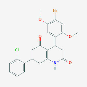 molecular formula C23H21BrClNO4 B4796588 4-(4-bromo-2,5-dimethoxyphenyl)-7-(2-chlorophenyl)-4,6,7,8-tetrahydro-2,5(1H,3H)-quinolinedione 