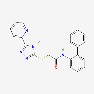 molecular formula C22H19N5OS B4796683 N-2-biphenylyl-2-{[4-methyl-5-(2-pyridinyl)-4H-1,2,4-triazol-3-yl]thio}acetamide 
