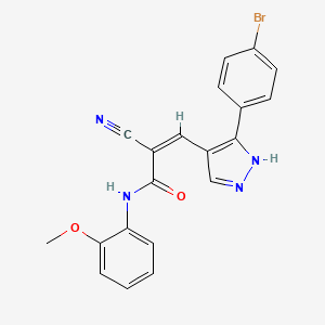 molecular formula C20H15BrN4O2 B4796689 3-[3-(4-bromophenyl)-1H-pyrazol-4-yl]-2-cyano-N-(2-methoxyphenyl)acrylamide 
