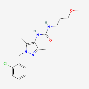 molecular formula C17H23ClN4O2 B4796800 N-[1-(2-chlorobenzyl)-3,5-dimethyl-1H-pyrazol-4-yl]-N'-(3-methoxypropyl)urea 