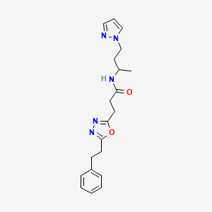 N-[1-methyl-3-(1H-pyrazol-1-yl)propyl]-3-[5-(2-phenylethyl)-1,3,4-oxadiazol-2-yl]propanamide