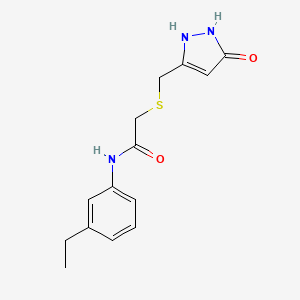 N-(3-ethylphenyl)-2-{[(5-hydroxy-1H-pyrazol-3-yl)methyl]thio}acetamide