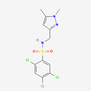 molecular formula C12H12Cl3N3O2S B4797049 2,4,5-trichloro-N-[(1,5-dimethyl-1H-pyrazol-3-yl)methyl]benzenesulfonamide 