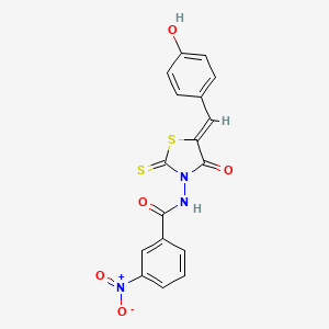 N-[(5Z)-5-[(4-hydroxyphenyl)methylidene]-4-oxo-2-sulfanylidene-1,3-thiazolidin-3-yl]-3-nitrobenzamide