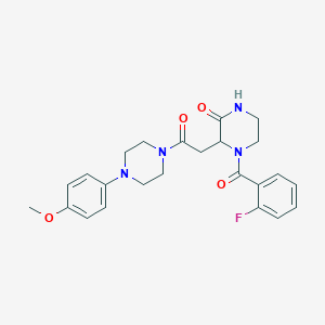 molecular formula C24H27FN4O4 B4797087 4-[(2-Fluorophenyl)carbonyl]-3-{2-[4-(4-methoxyphenyl)piperazin-1-yl]-2-oxoethyl}piperazin-2-one 