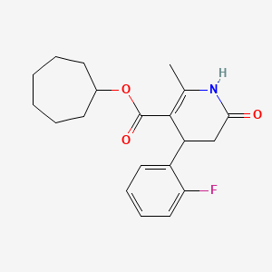 molecular formula C20H24FNO3 B4797094 Cycloheptyl 4-(2-fluorophenyl)-2-methyl-6-oxo-1,4,5,6-tetrahydropyridine-3-carboxylate 