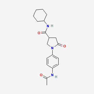 molecular formula C19H25N3O3 B4797119 1-[4-(acetylamino)phenyl]-N-cyclohexyl-5-oxopyrrolidine-3-carboxamide 