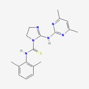 molecular formula C18H22N6S B4797176 N-(2,6-dimethylphenyl)-2-[(4,6-dimethylpyrimidin-2-yl)amino]-4,5-dihydro-1H-imidazole-1-carbothioamide 