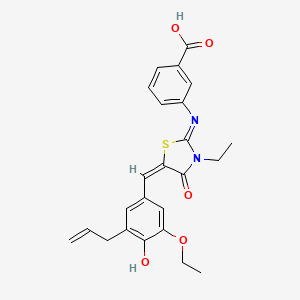 3-({(2Z,5E)-5-[3-ethoxy-4-hydroxy-5-(prop-2-en-1-yl)benzylidene]-3-ethyl-4-oxo-1,3-thiazolidin-2-ylidene}amino)benzoic acid