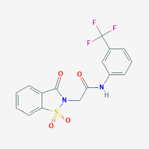molecular formula C16H11F3N2O4S B479730 2-(1,1-dioxido-3-oxo-1,2-benzisothiazol-2(3H)-yl)-N-[3-(trifluoromethyl)phenyl]acetamide CAS No. 354786-10-0