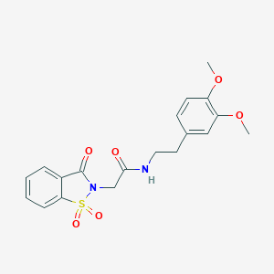 molecular formula C19H20N2O6S B479732 N-[2-(3,4-二甲氧基苯基)乙基]-2-(1,1-二氧化-3-氧代-1,2-苯并异噻唑-2(3H)-基)乙酰胺 CAS No. 502878-93-5