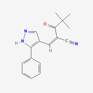 2-(2,2-dimethylpropanoyl)-3-(3-phenyl-1H-pyrazol-4-yl)acrylonitrile