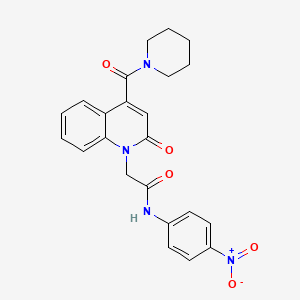 N-(4-NITROPHENYL)-2-[2-OXO-4-(PIPERIDINE-1-CARBONYL)-1,2-DIHYDROQUINOLIN-1-YL]ACETAMIDE