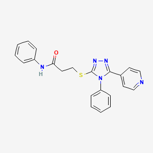 molecular formula C22H19N5OS B4797395 N-phenyl-3-{[4-phenyl-5-(pyridin-4-yl)-4H-1,2,4-triazol-3-yl]sulfanyl}propanamide 