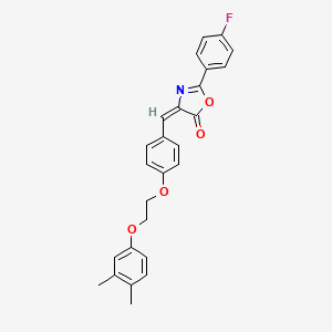 (4E)-4-[[4-[2-(3,4-dimethylphenoxy)ethoxy]phenyl]methylidene]-2-(4-fluorophenyl)-1,3-oxazol-5-one