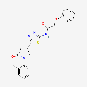 molecular formula C21H20N4O3S B4797548 N-{5-[1-(2-methylphenyl)-5-oxopyrrolidin-3-yl]-1,3,4-thiadiazol-2-yl}-2-phenoxyacetamide 