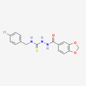 molecular formula C16H14ClN3O3S B4797602 2-(1,3-benzodioxol-5-ylcarbonyl)-N-(4-chlorobenzyl)hydrazinecarbothioamide 