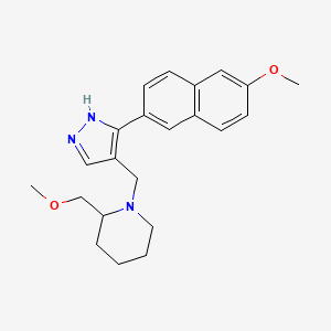 2-(methoxymethyl)-1-[[5-(6-methoxynaphthalen-2-yl)-1H-pyrazol-4-yl]methyl]piperidine